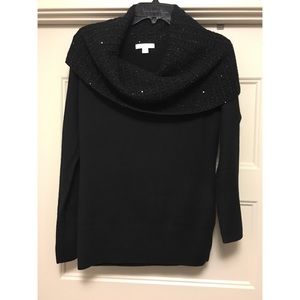 Black sweater with sequin neckline